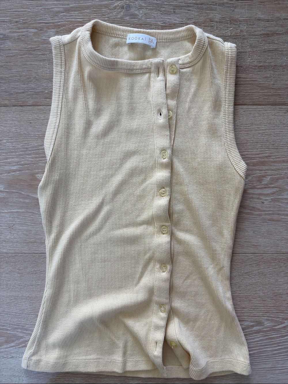 Kookai butter yellow  Ribbed Button Tank